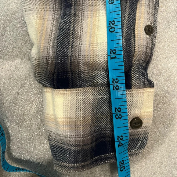 [L] Treasure&Bond Trim Fit Blue Gray Plaid Cotton LS Button Shirt - Picture 8 of 9